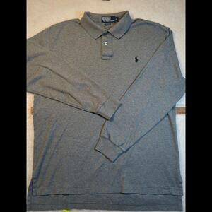 Polo By Ralph Lauren Long Sleeve Polo Shirt Rugby Soccer Sz L Grey